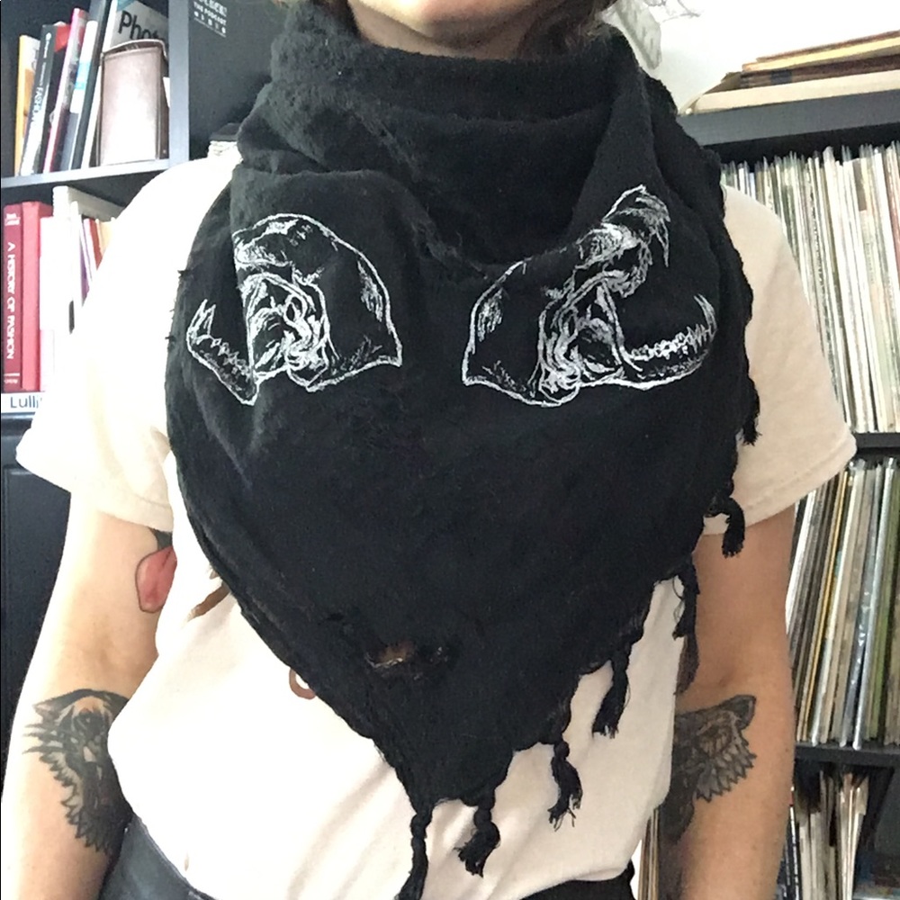 Distressed Cat Skull Scarf